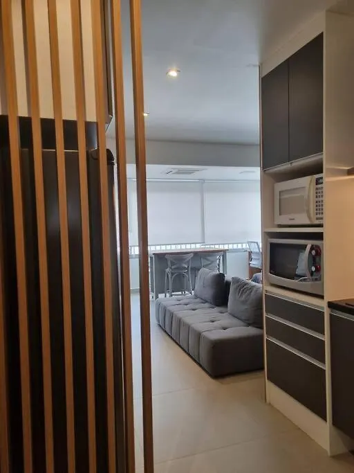 Studio Mobiliado, Com Garagem, 50M Metro Brooklin, Proximo Shopping Morumbi Em Sp Sao Paulo Apartment